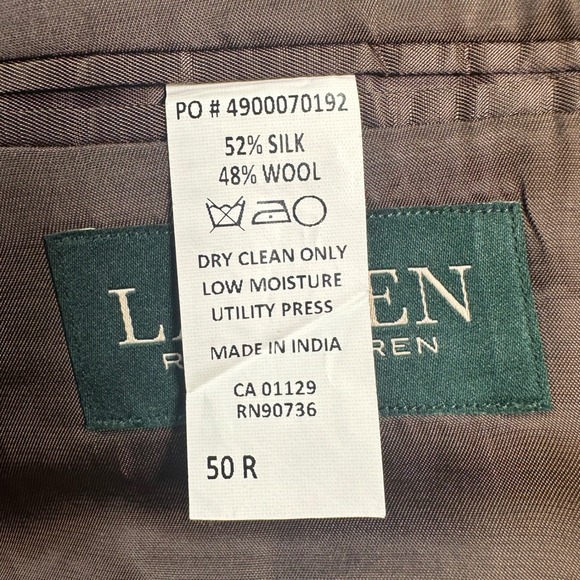 Lauren Ralph Lauren Sport Coat Blazer Mens 50R Brown Silk Wool Blend Herringbone - Picture 2 of 12